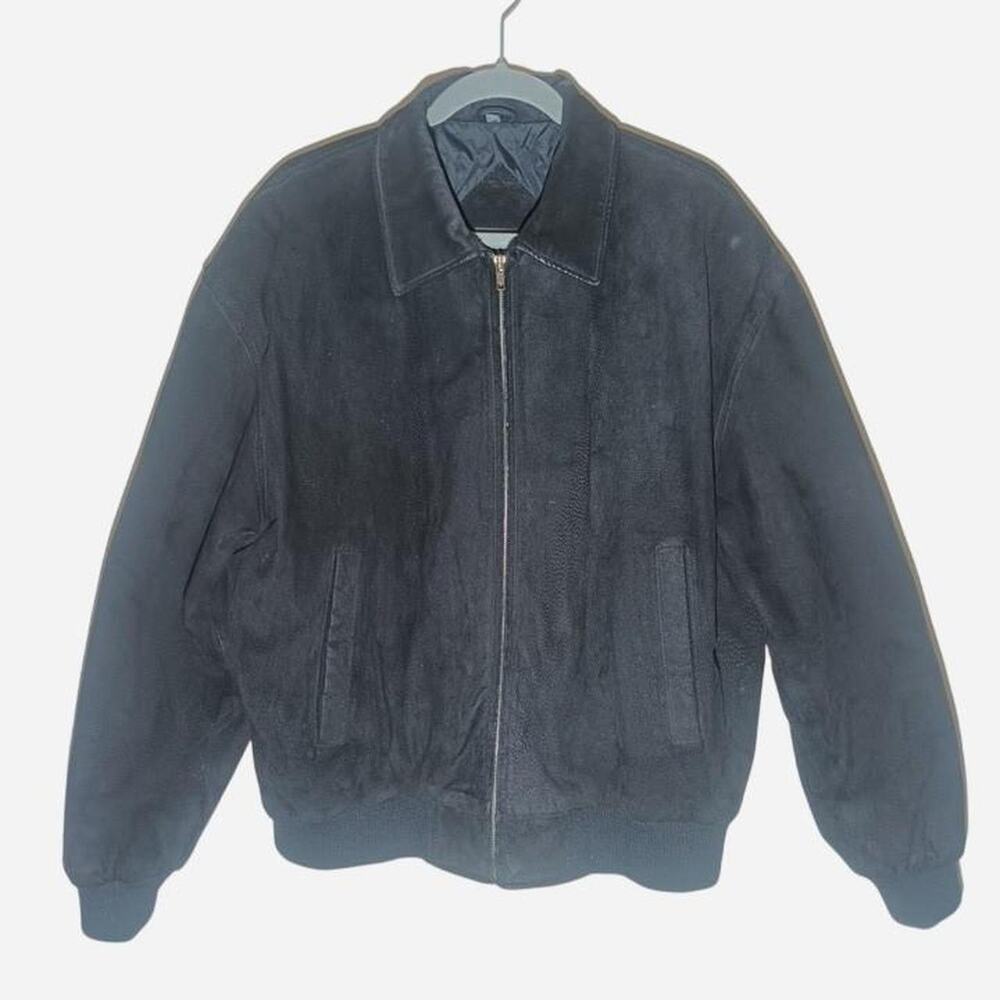 David Taylor Vintage Black Suede Bomber Jacket size L